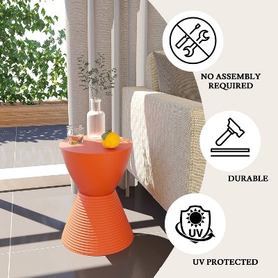Orange Hourglass Acrylic Side Table with Hidden Storage