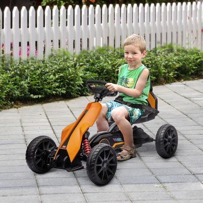 12V Orange Electric Go-Kart for Kids with Safety Belt