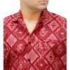 LA LEELA Men's Button Down Summer Beaches Holiday Aloha Tops Vacation Front Pocket Cruise Short Sleeve Dress Shirts for Men L Repeating Diamonds, Red - 3 of 3