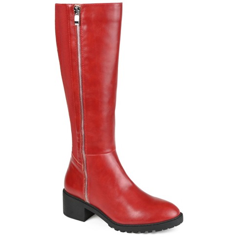 Red riding boots deals wide calf