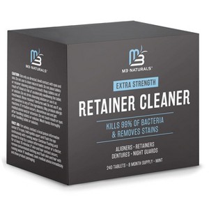 Mint Retainer Cleaner, M3 Naturals, Extra Strength Cleaning Tablets for Retainers, Dentures, Night Guards, Kills 99% of Germs & Removes Stains - 1 of 4