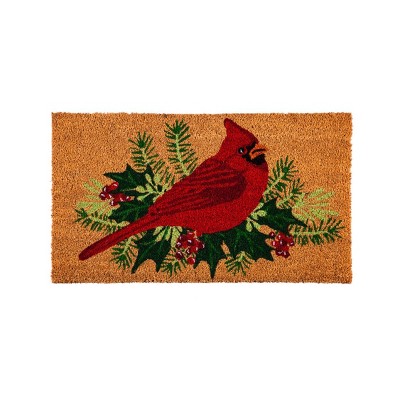 Evergreen Flag Winter Cardinal Coir Mat