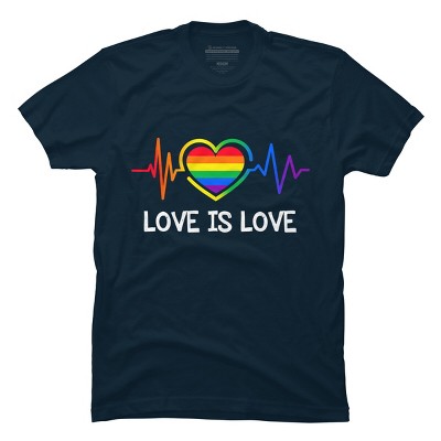 Adult Design By Humans Love is Love Pride Heartbeat By TeeGiver T-Shirt
