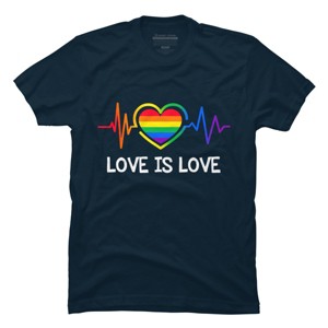 Adult Design By Humans Love is Love Pride Heartbeat By TeeGiver T-Shirt - 1 of 2