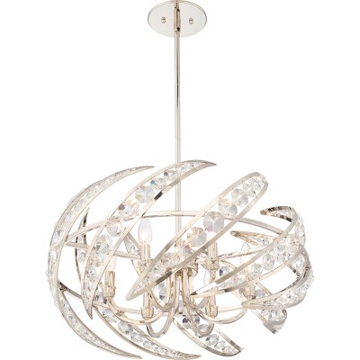 Crescent 6-Light Polished Nickel Crystal Pendant