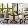 3-Piece Mahogany Finish Solid Wood Top - Round Dining Room Set - Seats 4 - 2 of 4