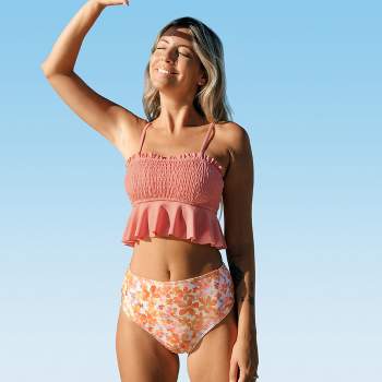 Women's Smocked High Waisted Bikini Swimsuit Ruffle Two Piece Bathing Suits  - Cupshe-green-xx-large : Target