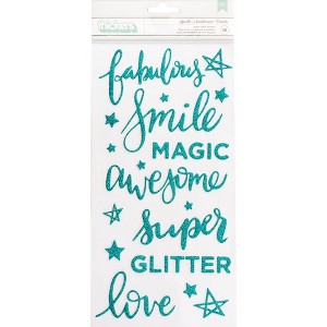 Thickers Shimelle Glitter Girl Phrases Stickers - Teal Glitter, 58pcs - 1 of 2