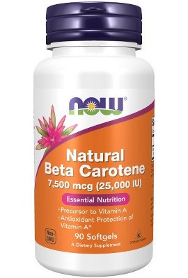 Natural Beta Carotene 25,000 IU by Now Foods  -  90 Softgel