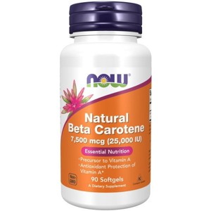 Natural Beta Carotene 25,000 IU by Now Foods  -  90 Softgel - 1 of 3