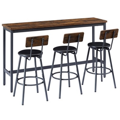 TiramisuBest Dining Table Set, Barstool Dining Table with Rustic Brown for Dining and Kitchen