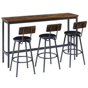 TiramisuBest Dining Table Set, Barstool Dining Table with Rustic Brown for Dining and Kitchen - 1 of 4