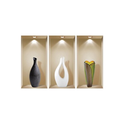 HomeRoots Set of Three Bot Faux Niche 3D Peel and Stick Wall Decals