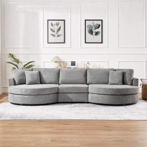 Christopher Knight Home Baldum Modern 3-Seater 129" Chenille Upholstered Sofa with Curved Design and Thick Cushions - 1 of 4