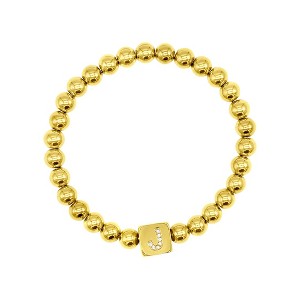 Adornia 14k Gold Plated Initial Cube Stretch Bracelet - 1 of 3