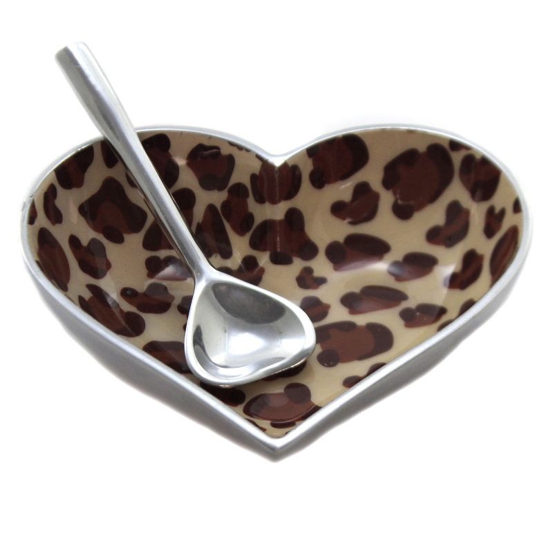 4.75 In Happy Metal Heart W/Spoon Dish Party Salsa Dips Candy Dishes, 3 of 4