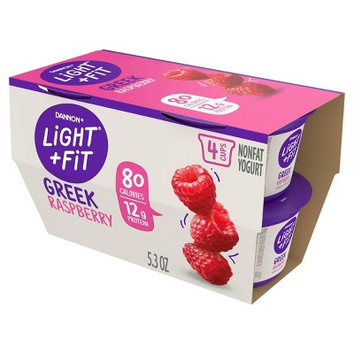 Light + Fit Nonfat Gluten-Free Raspberry Greek Yogurt - 4ct/5.3oz Cups