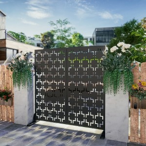 Dovelina Metal Outdoor Privacy Screen Freestanding Patio Decorative Screen (Set of 2) - 1 of 4