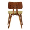 FurniFact,Mid-Century Modern Chair in Walnut Wood with Green Fabric Upholstery - 3 of 4