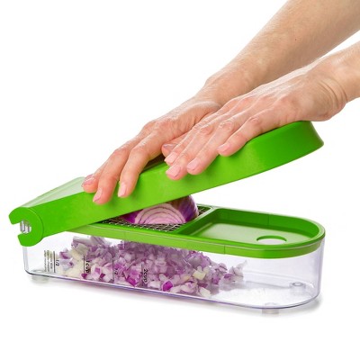Green and White Plastic Food Chopper with Stainless Steel Blades