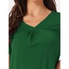 cheibear Women's Lounge Outfits Casual V-Neck Shorts Sleeves Tops with Shorts Pajama Sets - 4 of 4