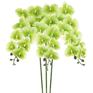 Unique Bargains Artificial Orchid Flowers Nine-headed Large Faux Phalaenopsis Silk Bouquets Real Touch 37 Inch - 1 of 4