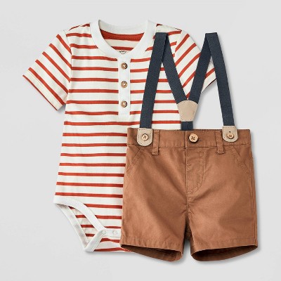 Image of Baby Boys' Suspender Top & Shorts Suspender Set - Cat & Jack™ Off-White 3-6M