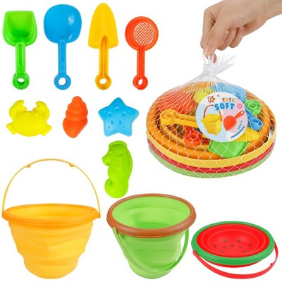Garvee Beach Sand Toys Set for Kids, Silicone Collapsible Foldable Beach Bucket Travel Beach Toys