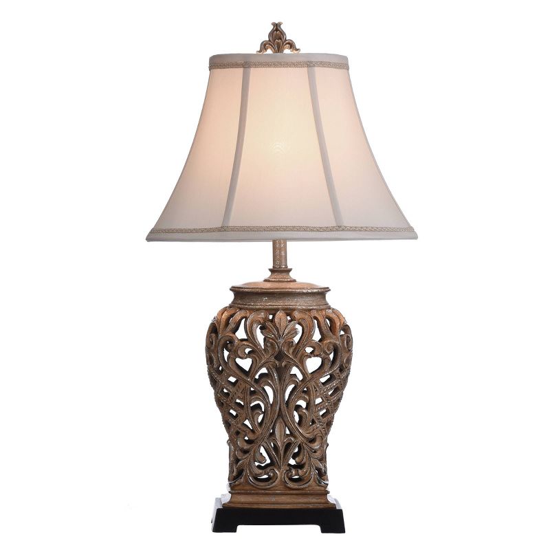 Traditional Table Lamp with Open Lace Textile Shade Silver - StyleCraft, 3 of 8