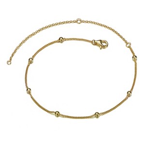 Guili Sterling Silver 14K Gold Plated Bead Link Anklet, Adjustable for Comfort - Perfect for Pairing With Any Summer or Casual Outfit - 1 of 2