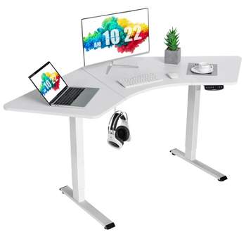 Tangkula Dual-Motor L Shaped Standing Desk Ergonomic Sit Stand Computer Workstation White