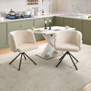 Hrinhom Set of 2 270° Swivel Upholstered Accent Chairs,Dining Chairs with Metal Base - 1 of 4