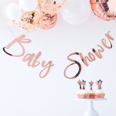 "Baby Shower" Backdrop Party Decorations Rose Gold