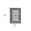 10' Ivory Orange And Blue Floral Runner Rug - 3 of 4