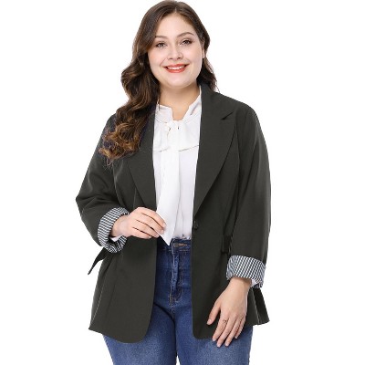 Agnes Orinda Women's Plus Size Work Fashion Notched Lapel Formal Blazer Red  3x : Target