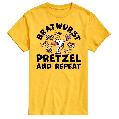 Men's - Peanuts - Snoopy Oktoberfest Bratwurst Pretzel and Repeat Short Sleeve Graphic T-Shirt