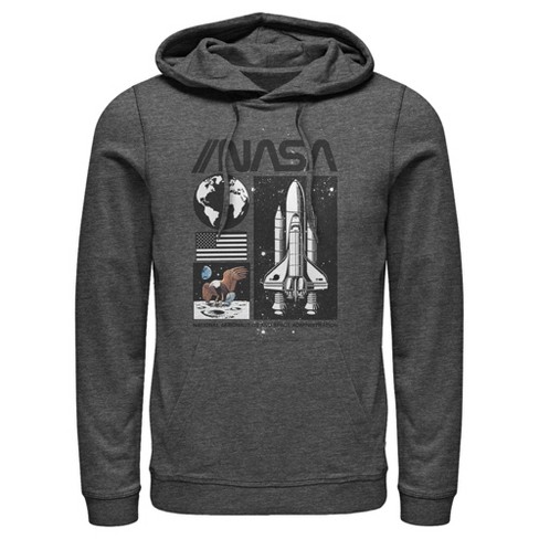 Men s Nasa Vintage Panels Pull Over Hoodie Charcoal Heather Large Target