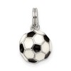 Black Bow Jewelry Sterling Silver, Enameled Black and White Soccer Ball Charm, 10mm - 3 of 4