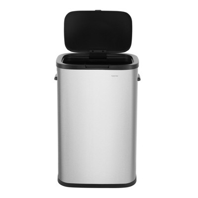 Platinum Silver 14.5-Gallon Fingerprint Resistant Metal Trash Can