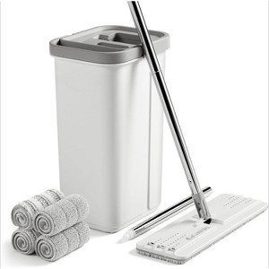 Hands-Free Mop and Bucket Set with Wringer - No-Touch Wringing System, Reusable Pads for Wet/Dry Use, 60" Floor Cleaning System - 1 of 4