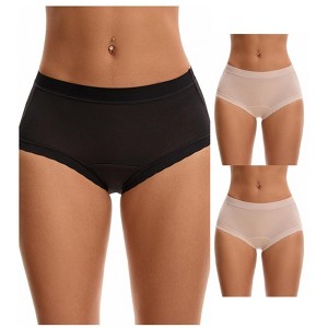 INSPIRE CHIC Women's High Rise Modal Full Coverage Soft Briefs Underwear 3 Packs - 1 of 4