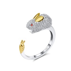 Bunny Carrot Wrap Ring  for Women Sterling Silver Zirconia Ginger Lyne Collection - 1 of 4