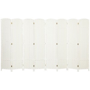 Aghana Digitals 8-Panel White Folding Privacy Screen with Pine Wood Frame & Polypropylene Weave, - 1 of 4