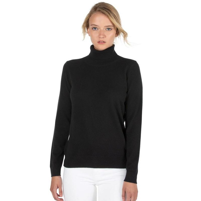 JENNIE LIU Women's 100% Pure Cashmere Long Sleeve Turtleneck Pullover Sweater, 1 of 4