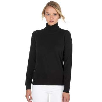 JENNIE LIU Women's 100% Pure Cashmere Long Sleeve Turtleneck Pullover Sweater