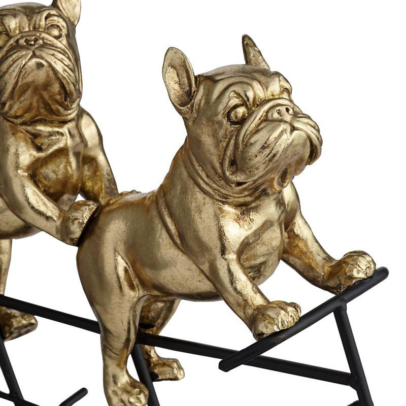 Studio 55D Bulldogs on Bicycle 15 3/4" Wide Gold Sculpture, 2 of 7