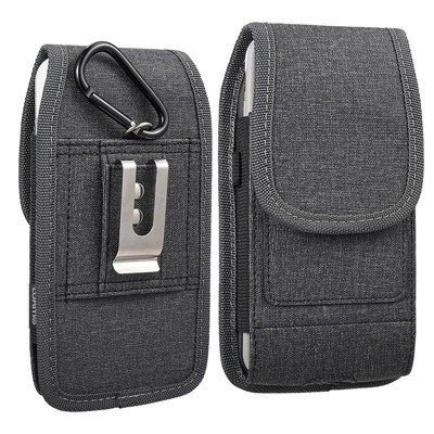 LUXMO Large Vertical Universal Leather Pouch w/ Dual Card Slots - Black Black