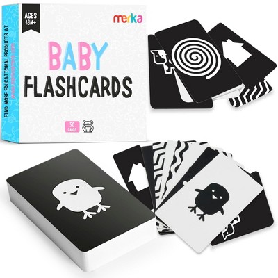 Image of merka Newborn Toys Black And White Baby Toys High Contrast Baby Toys For Newborn Set of 50 Flashcards