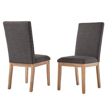 Set of 2 Amiford Nailhead Accent Dining Chair Charcoal - Inspire Q