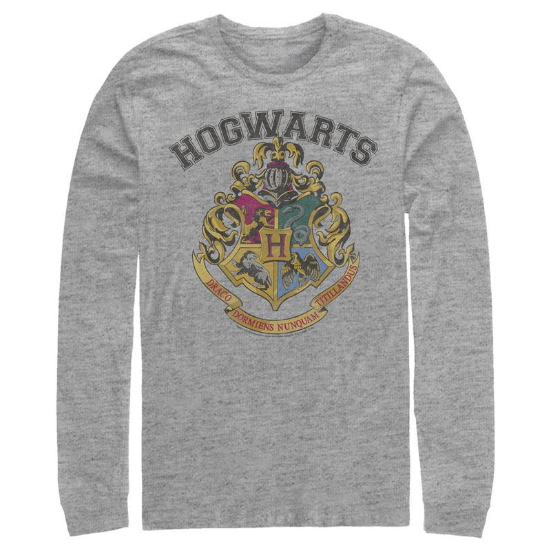 Men's Harry Potter Vintage Hogwarts Crest Long Sleeve Shirt, 1 of 5